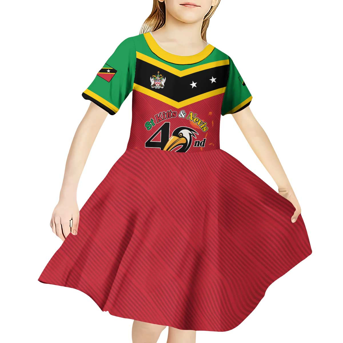 St Kitts and Nevis 42nd Independence Day Kid Short Sleeve Dress Country Above Self LT01