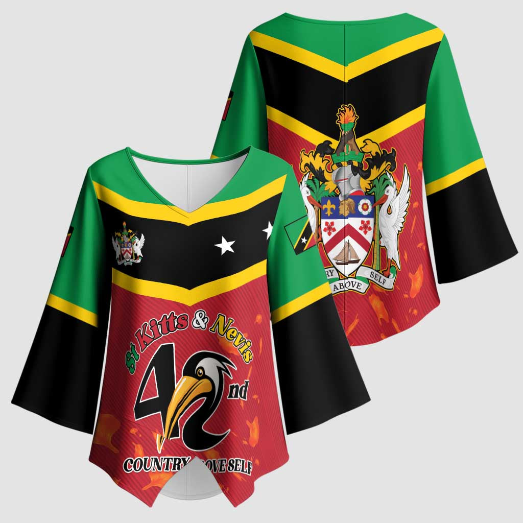 St Kitts and Nevis 42nd Independence Day Kimono Sleeve Blouse Country Above Self LT01