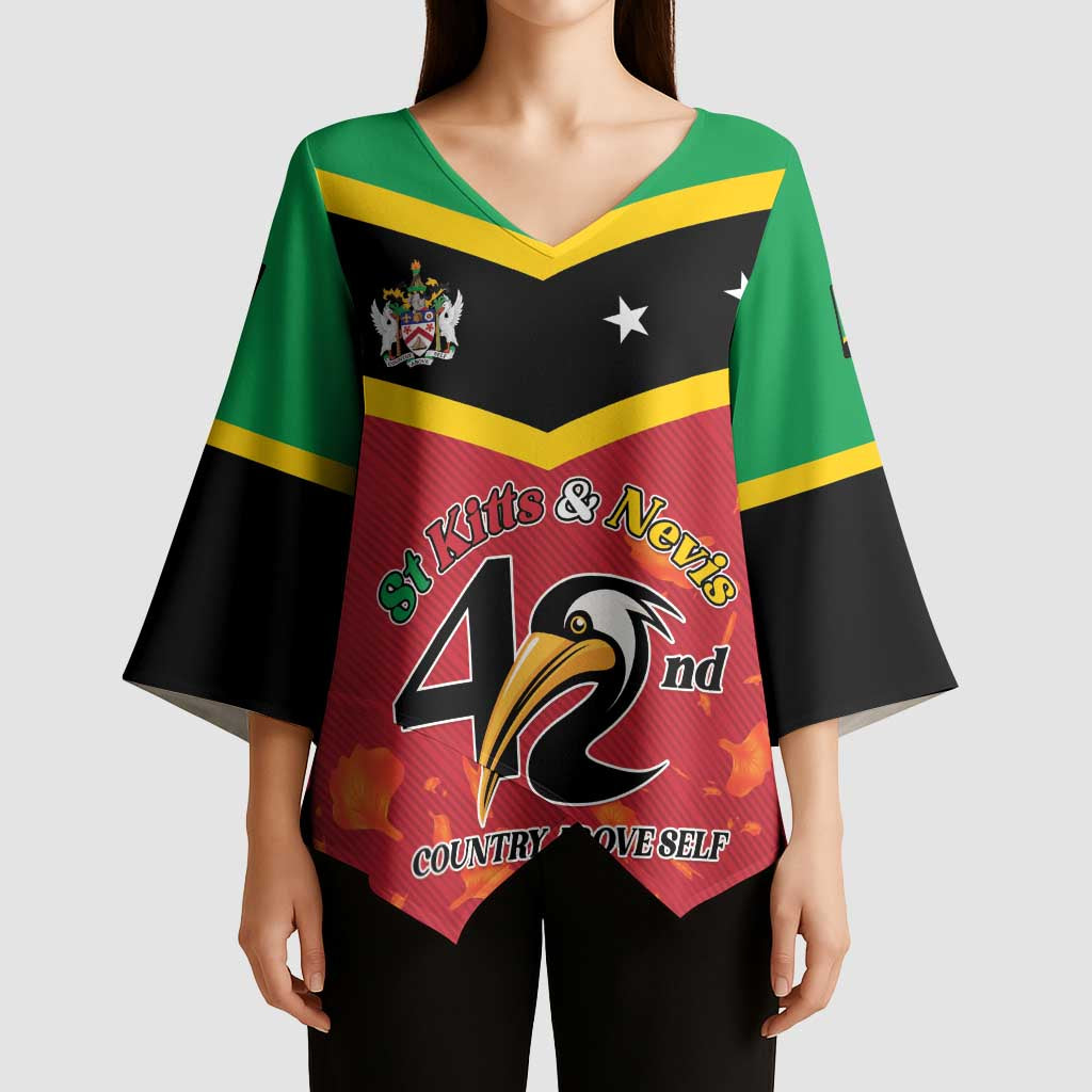 St Kitts and Nevis 42nd Independence Day Kimono Sleeve Blouse Country Above Self LT01