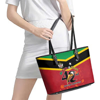 St Kitts and Nevis 42nd Independence Day Leather Tote Bag Country Above Self - Wonder Print Shop
