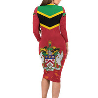 St Kitts and Nevis 42nd Independence Day Long Sleeve Bodycon Dress Country Above Self LT01