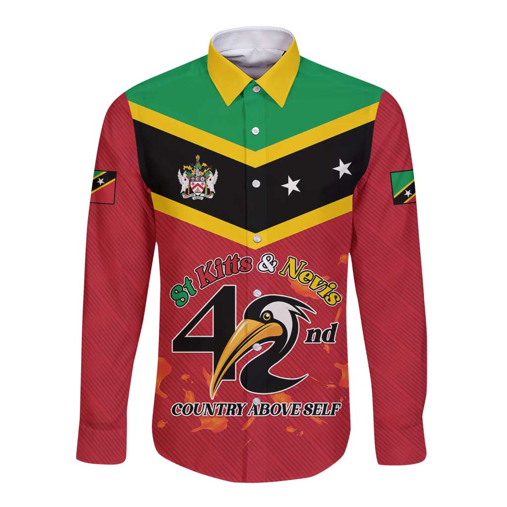 St Kitts and Nevis 42nd Independence Day Long Sleeve Button Shirt Country Above Self LT01