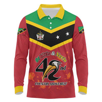 St Kitts and Nevis 42nd Independence Day Long Sleeve Polo Shirt Country Above Self LT01