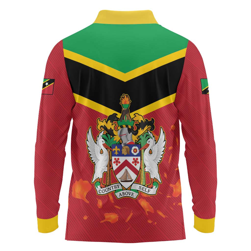 St Kitts and Nevis 42nd Independence Day Long Sleeve Polo Shirt Country Above Self LT01