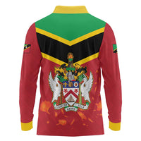 St Kitts and Nevis 42nd Independence Day Long Sleeve Polo Shirt Country Above Self LT01