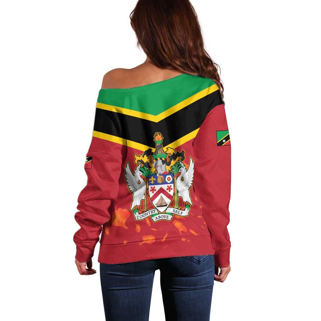 St Kitts and Nevis 42nd Independence Day Off Shoulder Sweater Country Above Self LT01