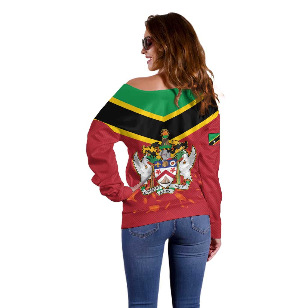 St Kitts and Nevis 42nd Independence Day Off Shoulder Sweater Country Above Self LT01