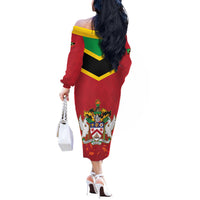 St Kitts and Nevis 42nd Independence Day Off The Shoulder Long Sleeve Dress Country Above Self LT01