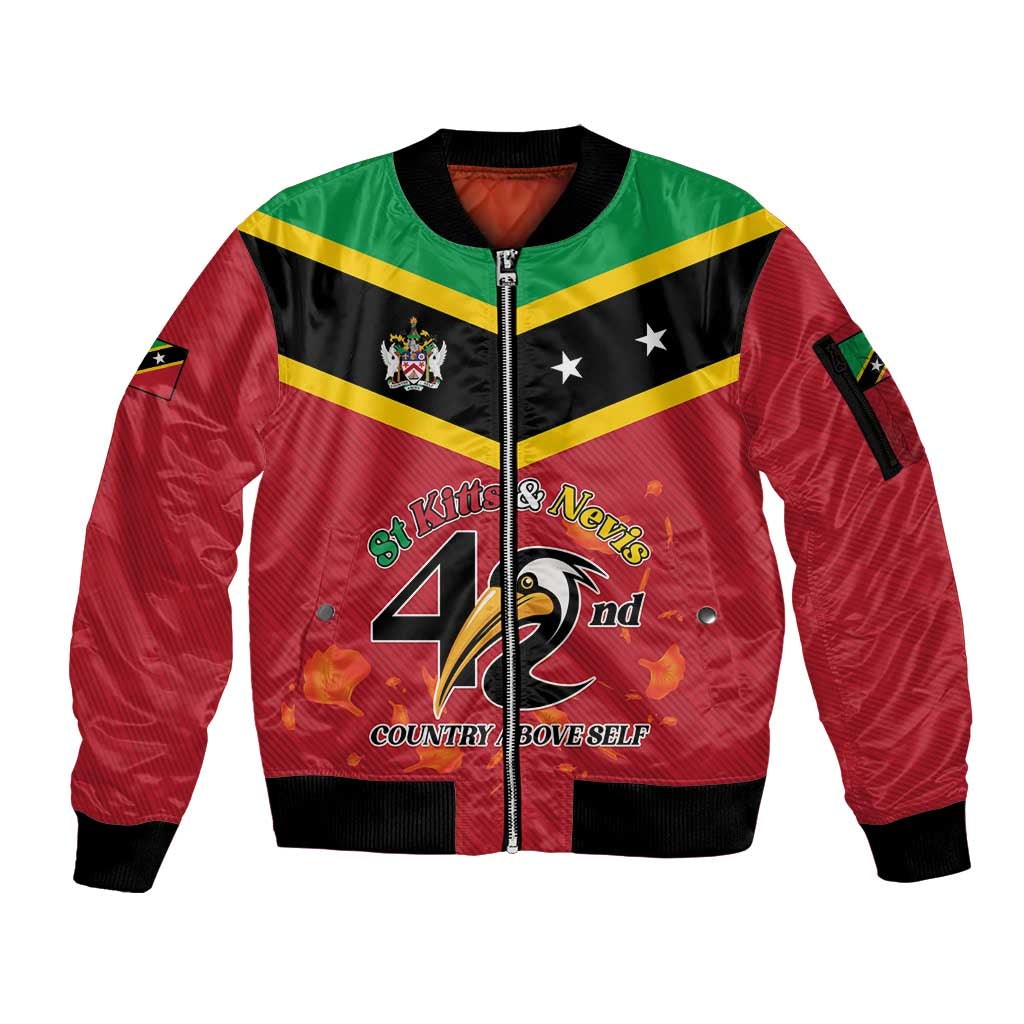 St Kitts and Nevis 42nd Independence Day Sleeve Zip Bomber Jacket Country Above Self LT01
