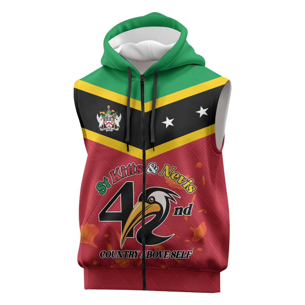 St Kitts and Nevis 42nd Independence Day Sleeveless Zip Hoodie Country Above Self LT01