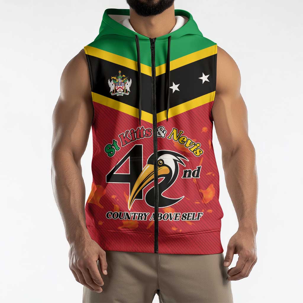 St Kitts and Nevis 42nd Independence Day Sleeveless Zip Hoodie Country Above Self LT01