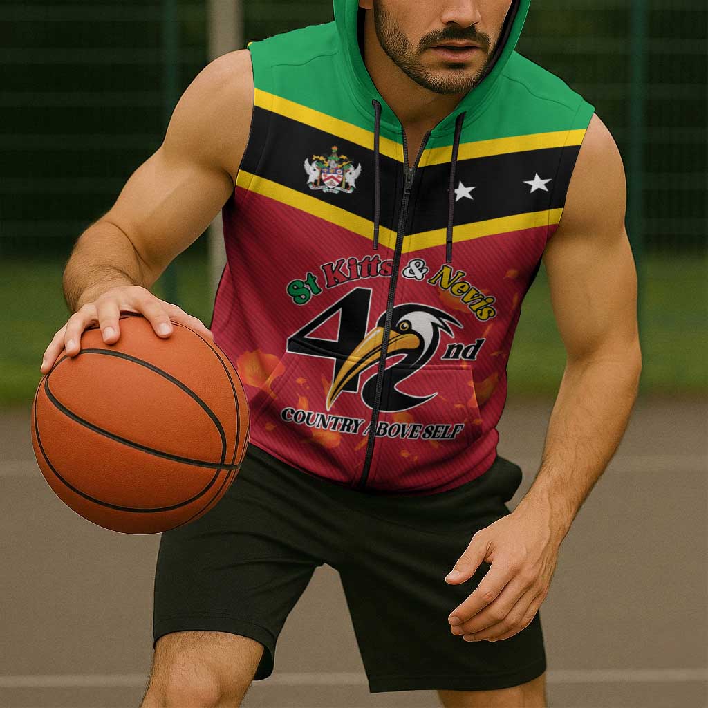 St Kitts and Nevis 42nd Independence Day Sleeveless Zip Hoodie Country Above Self LT01