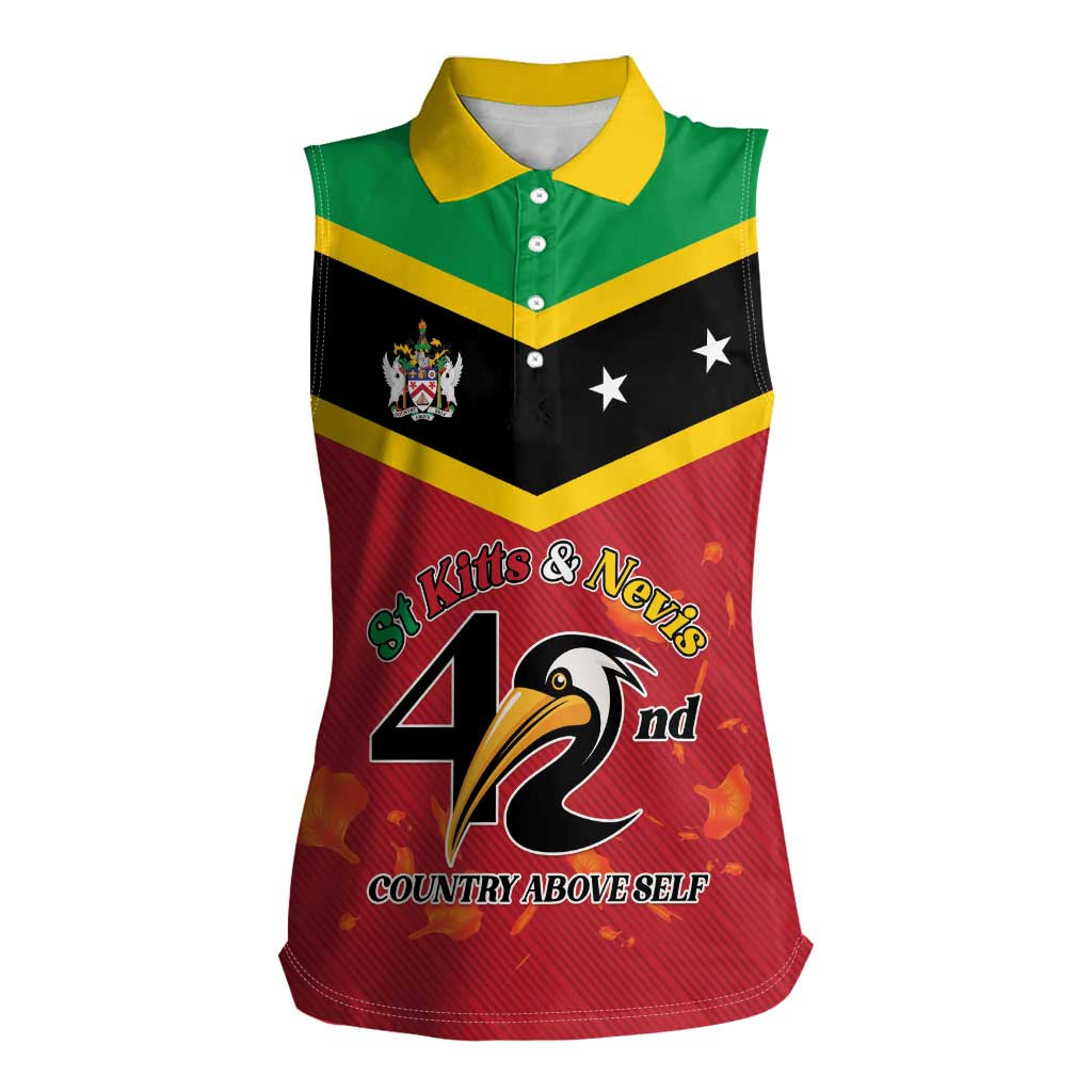 St Kitts and Nevis 42nd Independence Day Women Sleeveless Polo Shirt Country Above Self LT01