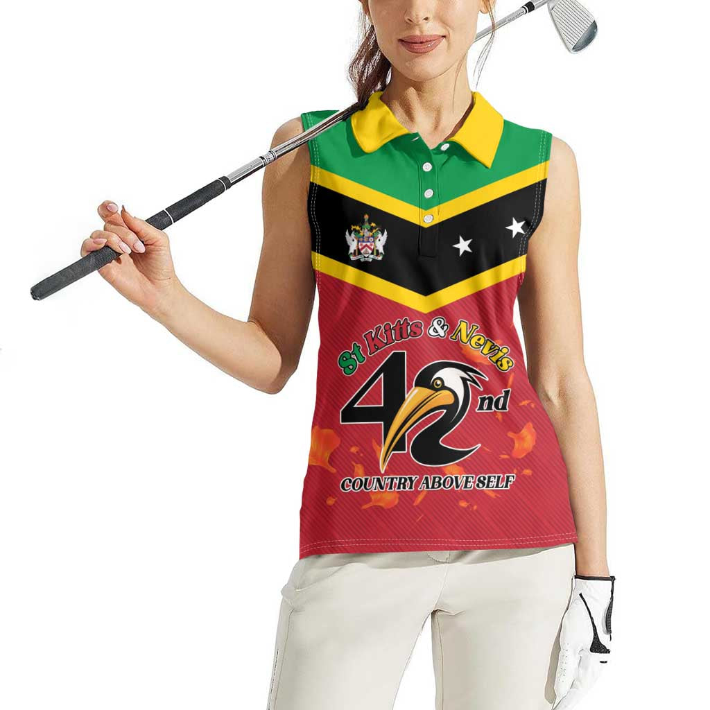 St Kitts and Nevis 42nd Independence Day Women Sleeveless Polo Shirt Country Above Self LT01