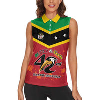 St Kitts and Nevis 42nd Independence Day Women Sleeveless Polo Shirt Country Above Self LT01