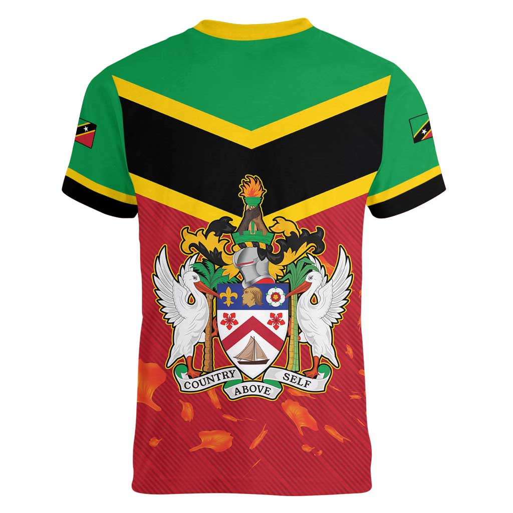 St Kitts and Nevis 42nd Independence Day Women V-Neck T-Shirt Country Above Self LT01