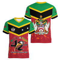 St Kitts and Nevis 42nd Independence Day Women V-Neck T-Shirt Country Above Self LT01
