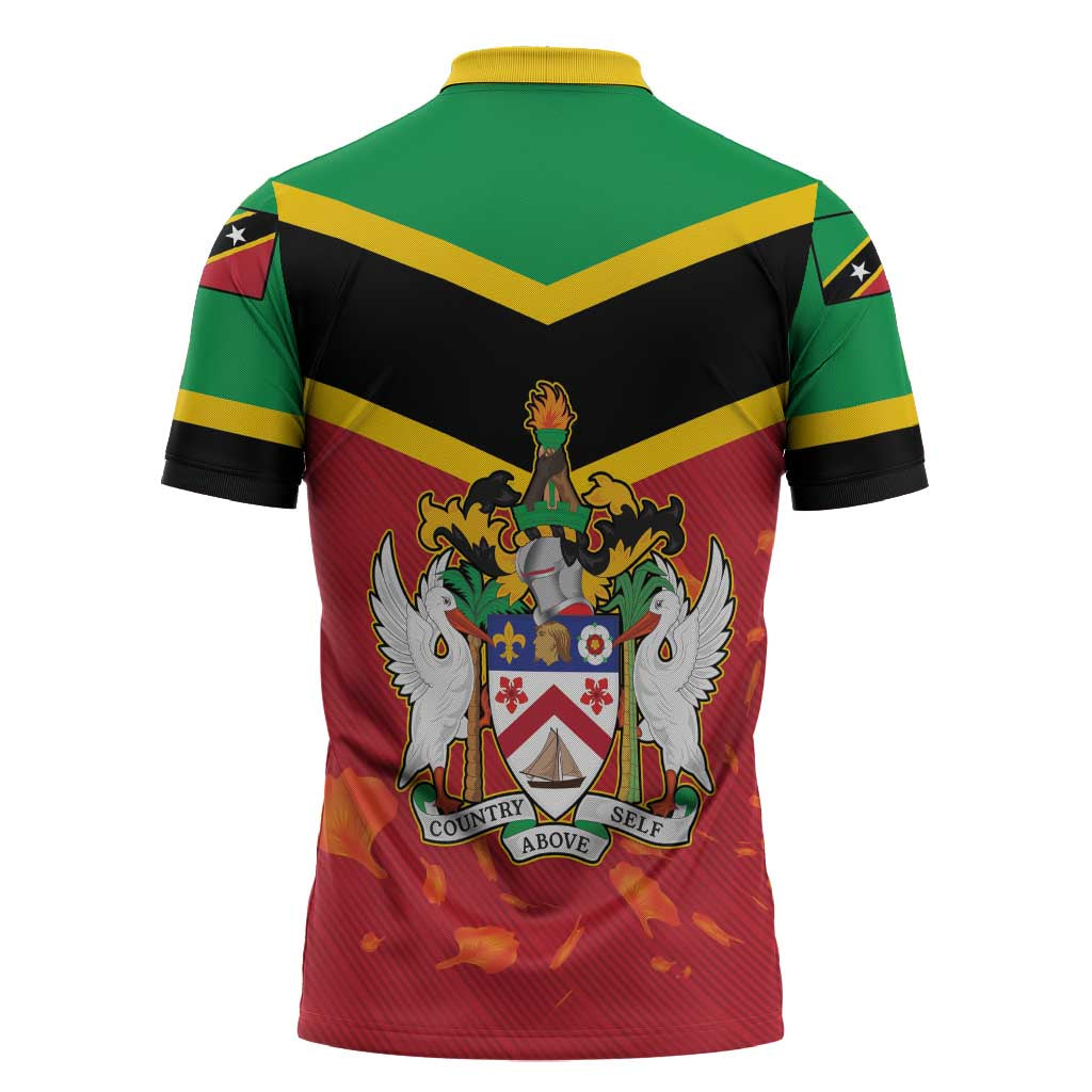 St Kitts and Nevis 42nd Independence Day Zipper Polo Shirt Country Above Self LT01