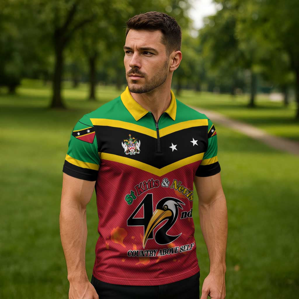 St Kitts and Nevis 42nd Independence Day Zipper Polo Shirt Country Above Self LT01