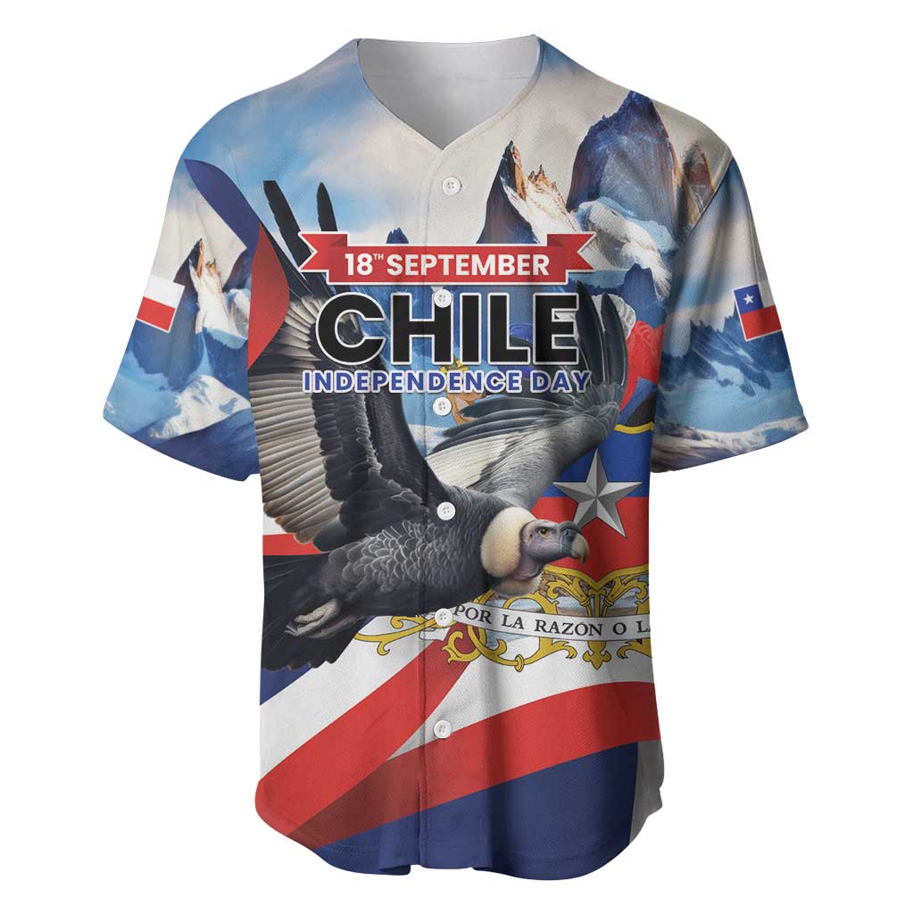 Personalized Chile Independence Day 18th September Baseball Jersey Andean Condor Flying - Wonder Print Shop