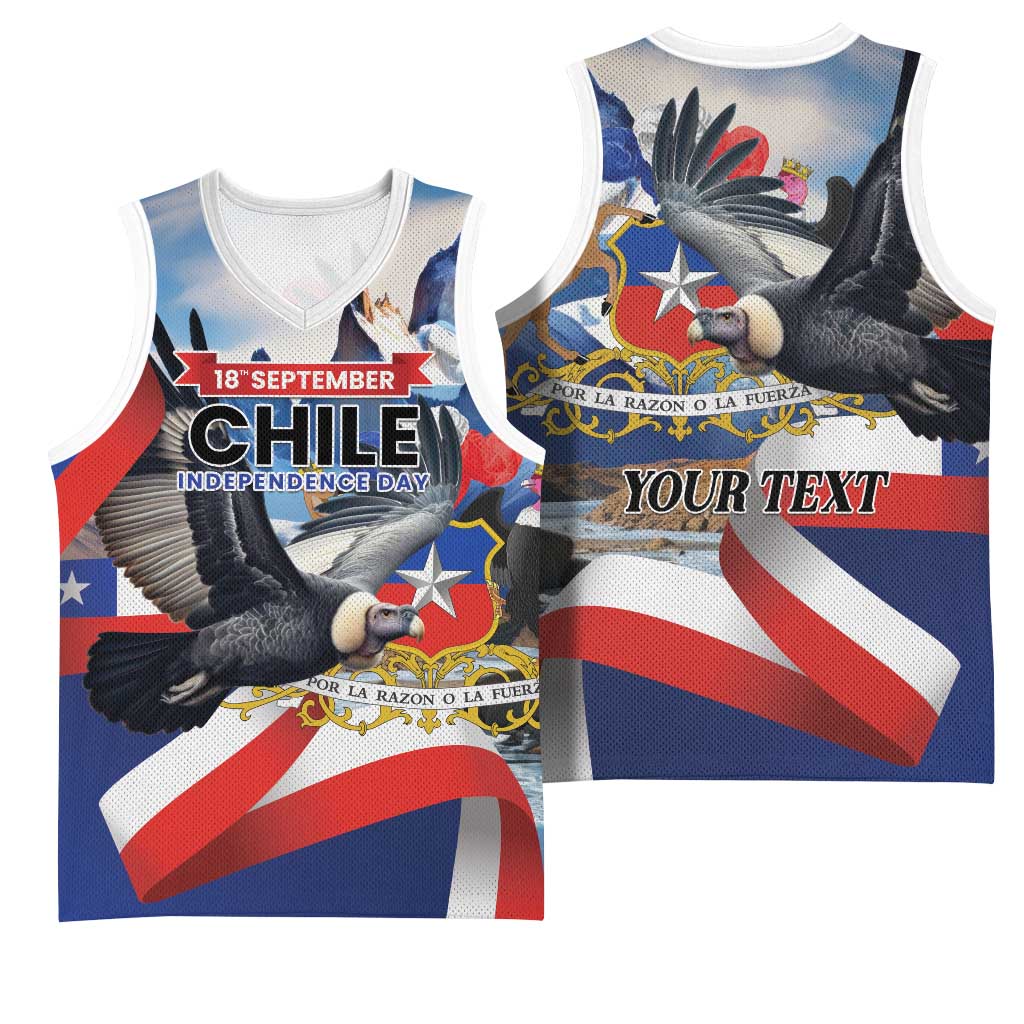 Personalized Chile Independence Day 18th September Basketball Jersey Andean Condor Flying - Wonder Print Shop