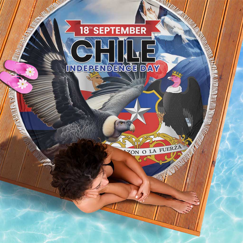 Chile Independence Day 18th September Beach Blanket Andean Condor Flying - Wonder Print Shop