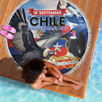 Chile Independence Day 18th September Beach Blanket Andean Condor Flying - Wonder Print Shop