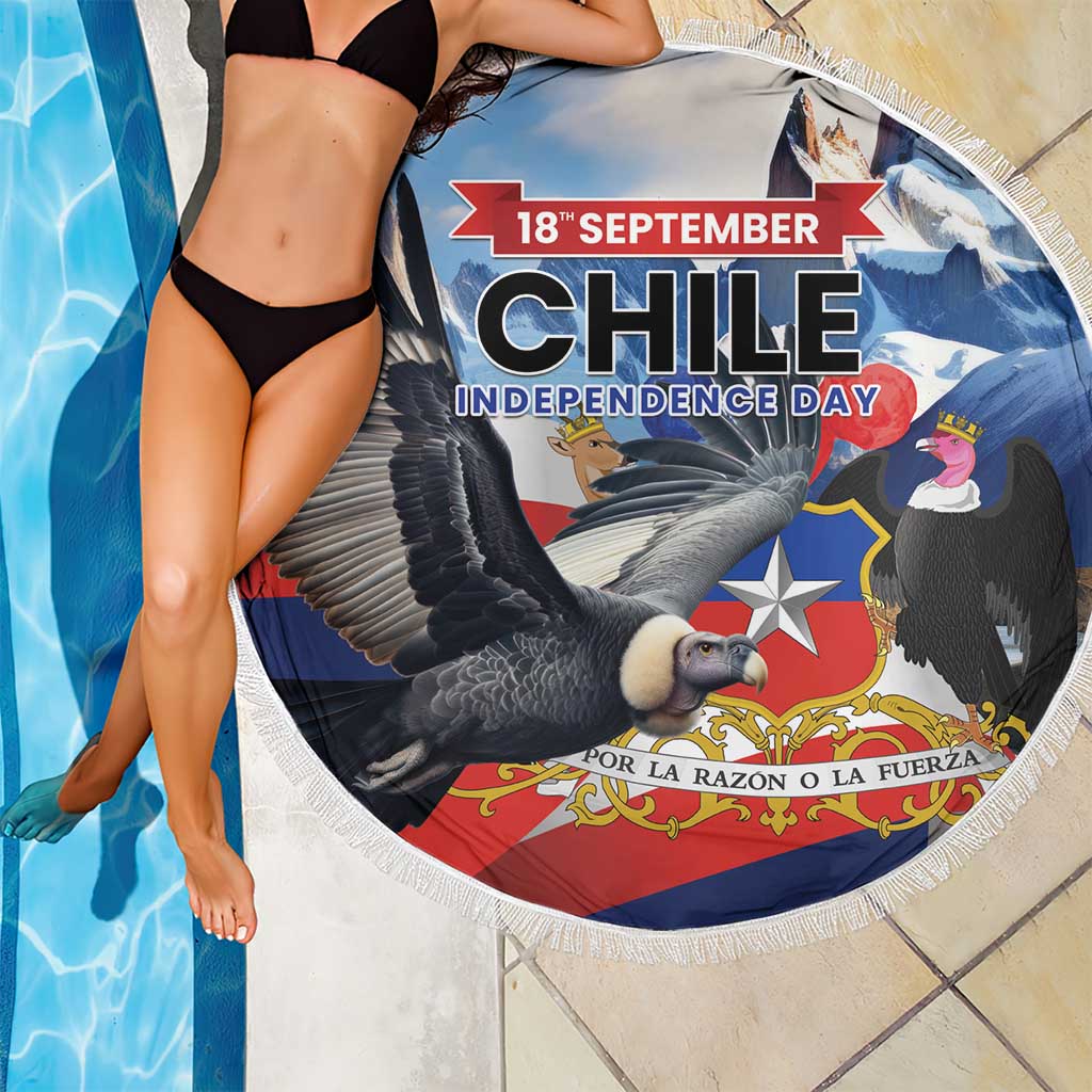 Chile Independence Day 18th September Beach Blanket Andean Condor Flying - Wonder Print Shop