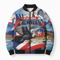 Personalized Chile Independence Day 18th September Bomber Puffer Jacket Andean Condor Flying - Wonder Print Shop