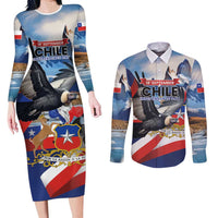 Personalized Chile Independence Day 18th September Couples Matching Long Sleeve Bodycon Dress and Long Sleeve Button Shirt Andean Condor Flying - Wonder Print Shop