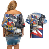 Personalized Chile Independence Day 18th September Couples Matching Off Shoulder Short Dress and Hawaiian Shirt Andean Condor Flying - Wonder Print Shop