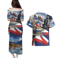 Personalized Chile Independence Day 18th September Couples Matching Puletasi and Hawaiian Shirt Andean Condor Flying - Wonder Print Shop