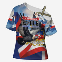Personalized Chile Independence Day 18th September Cross Shoulder Shirt Andean Condor Flying - Wonder Print Shop