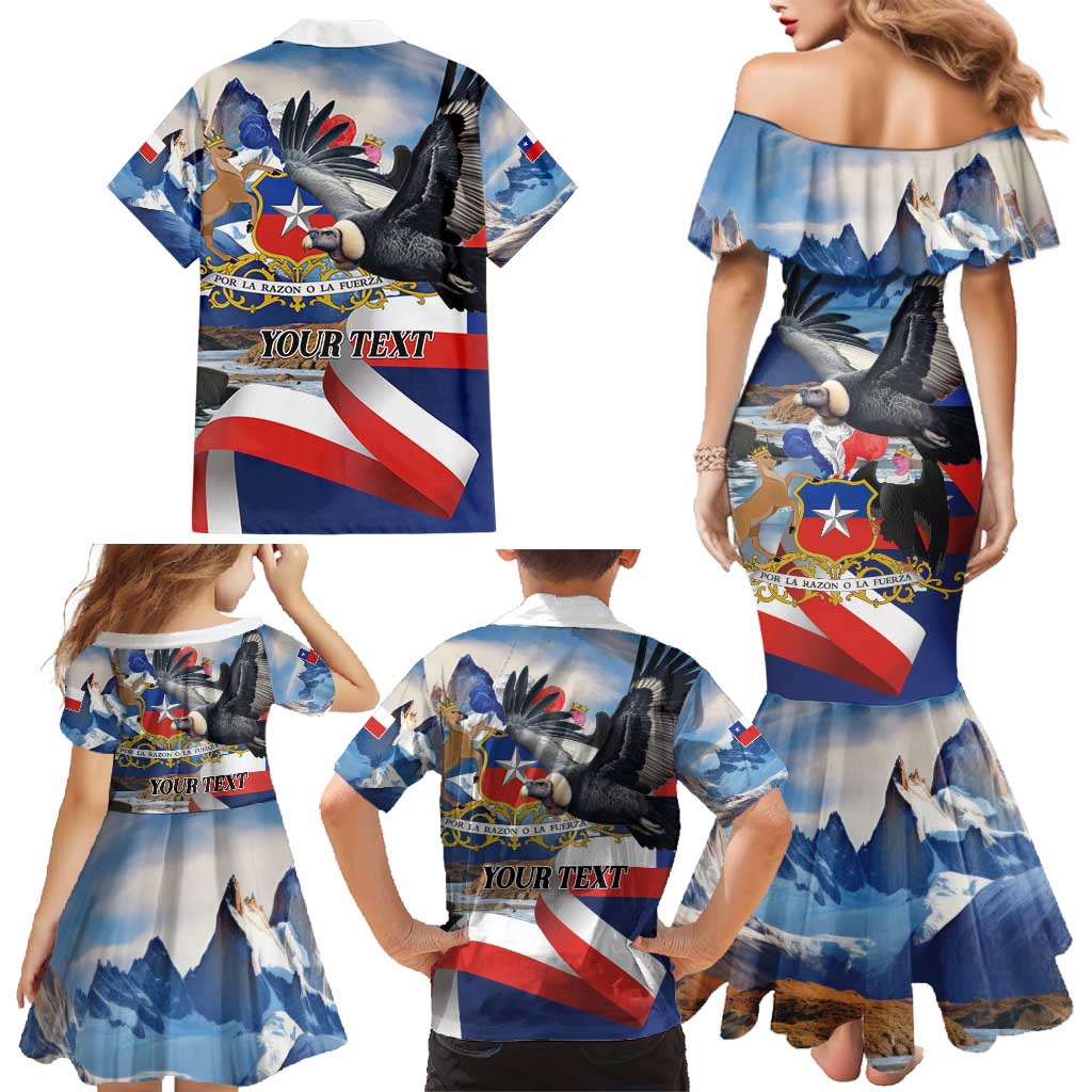 Personalized Chile Independence Day 18th September Family Matching Mermaid Dress and Hawaiian Shirt Andean Condor Flying - Wonder Print Shop