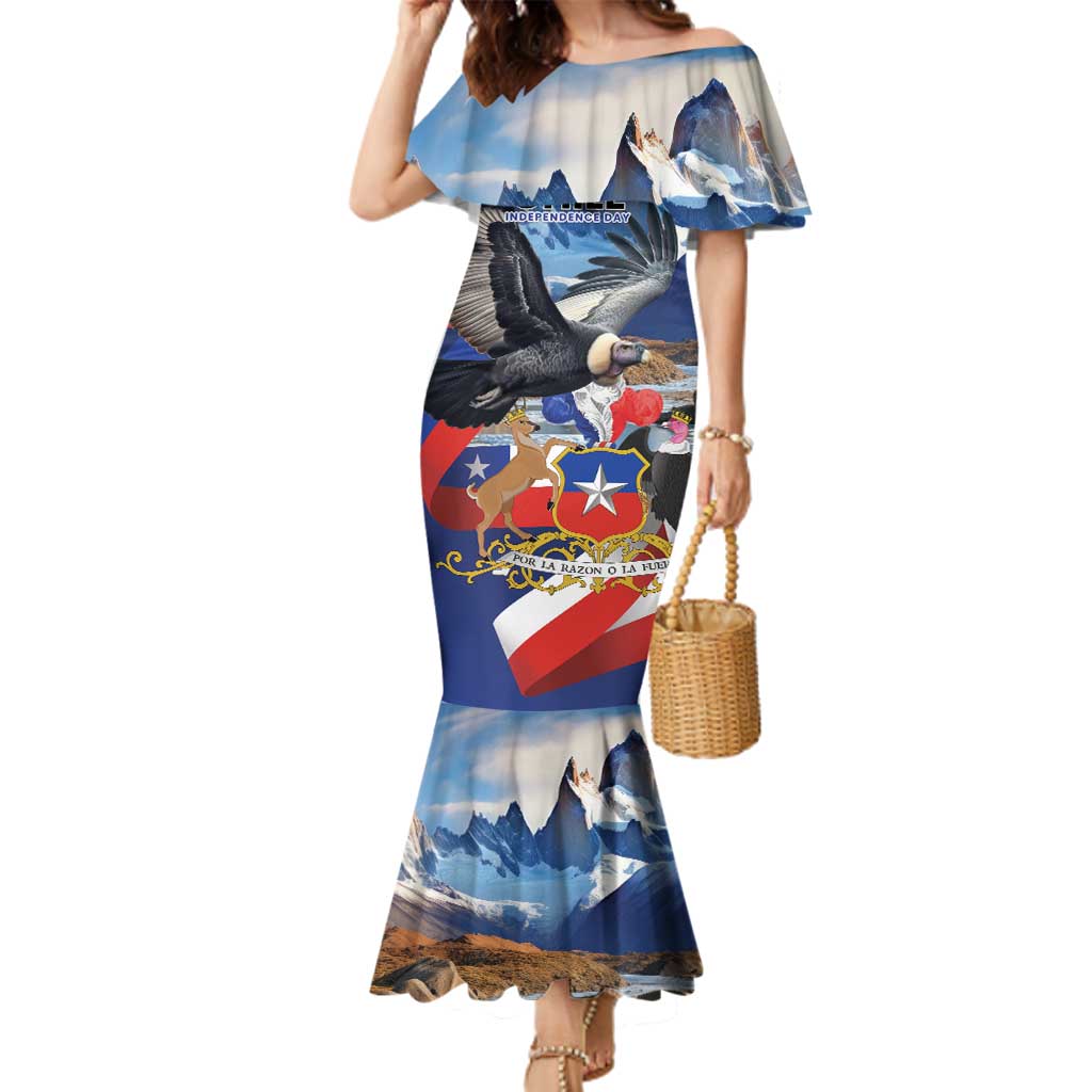 Personalized Chile Independence Day 18th September Family Matching Mermaid Dress and Hawaiian Shirt Andean Condor Flying - Wonder Print Shop