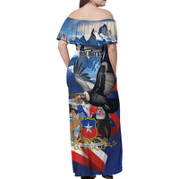 Personalized Chile Independence Day 18th September Family Matching Off Shoulder Maxi Dress and Hawaiian Shirt Andean Condor Flying - Wonder Print Shop