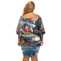 Personalized Chile Independence Day 18th September Family Matching Off Shoulder Short Dress and Hawaiian Shirt Andean Condor Flying - Wonder Print Shop