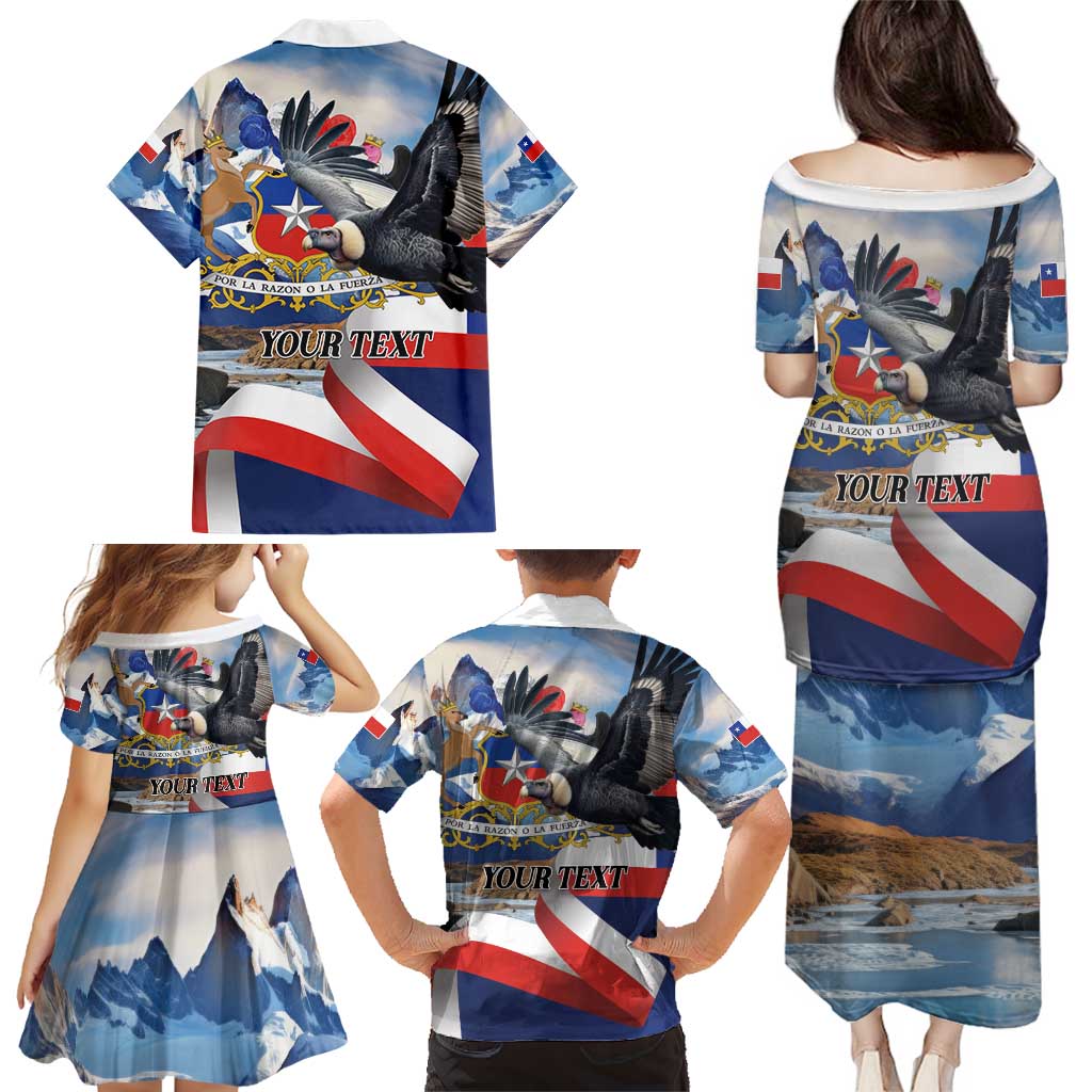 Personalized Chile Independence Day 18th September Family Matching Puletasi and Hawaiian Shirt Andean Condor Flying - Wonder Print Shop