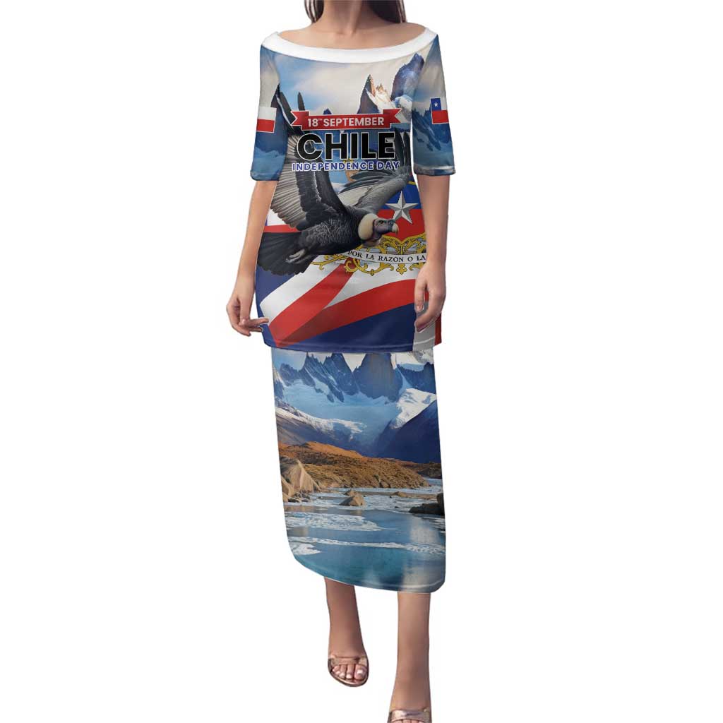 Personalized Chile Independence Day 18th September Family Matching Puletasi and Hawaiian Shirt Andean Condor Flying - Wonder Print Shop