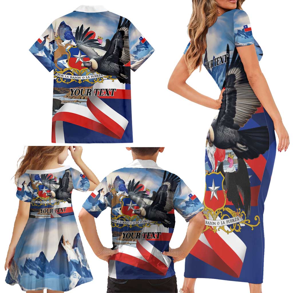 Personalized Chile Independence Day 18th September Family Matching Short Sleeve Bodycon Dress and Hawaiian Shirt Andean Condor Flying - Wonder Print Shop