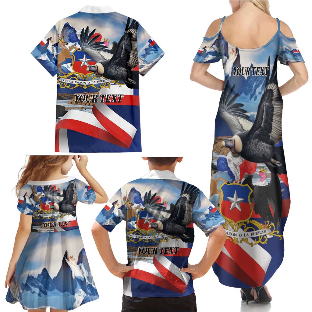 Personalized Chile Independence Day 18th September Family Matching Summer Maxi Dress and Hawaiian Shirt Andean Condor Flying - Wonder Print Shop