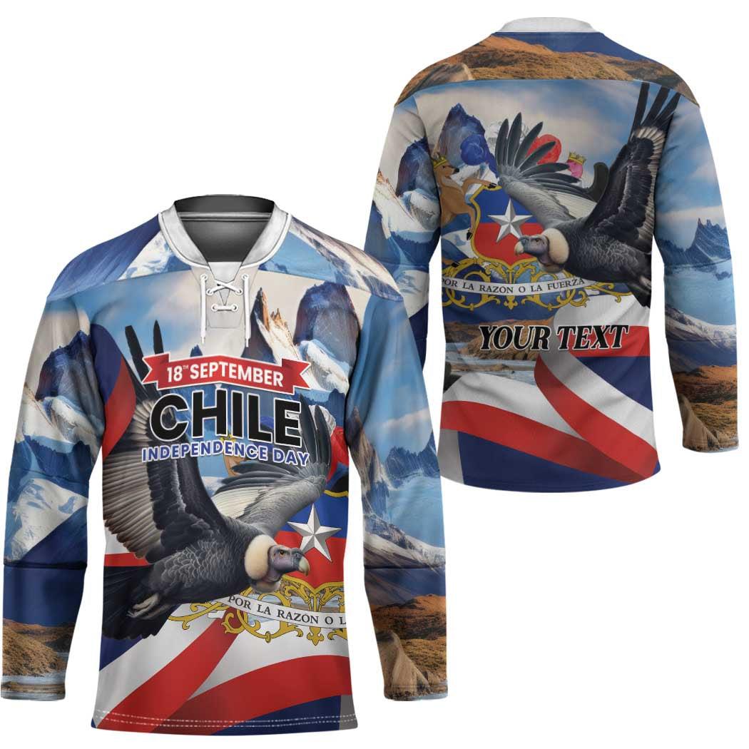 Personalized Chile Independence Day 18th September Hockey Jersey Andean Condor Flying - Wonder Print Shop