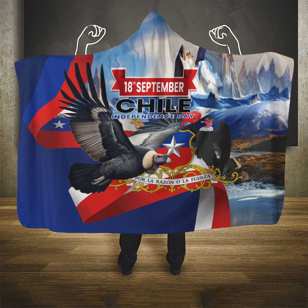 Chile Independence Day 18th September Hooded Blanket Andean Condor Flying - Wonder Print Shop
