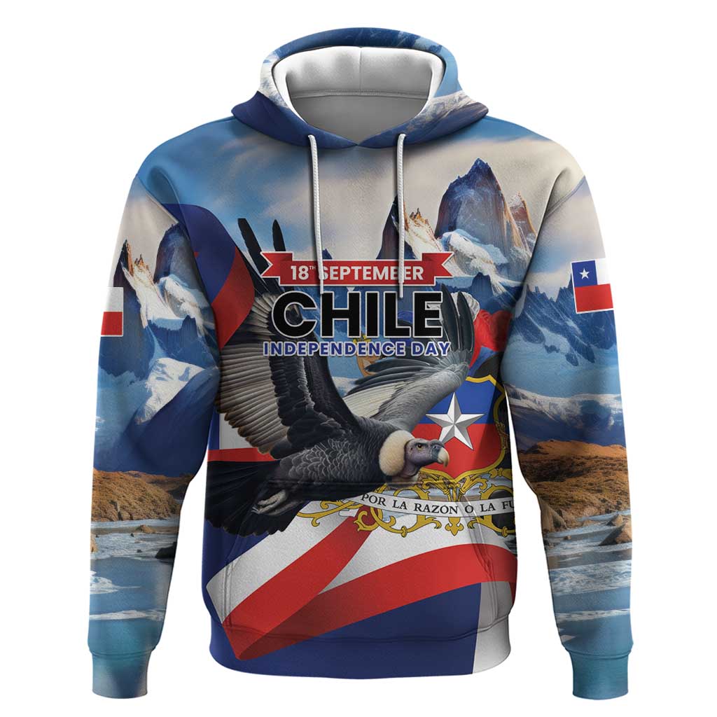 Personalized Chile Independence Day 18th September Hoodie Andean Condor Flying - Wonder Print Shop