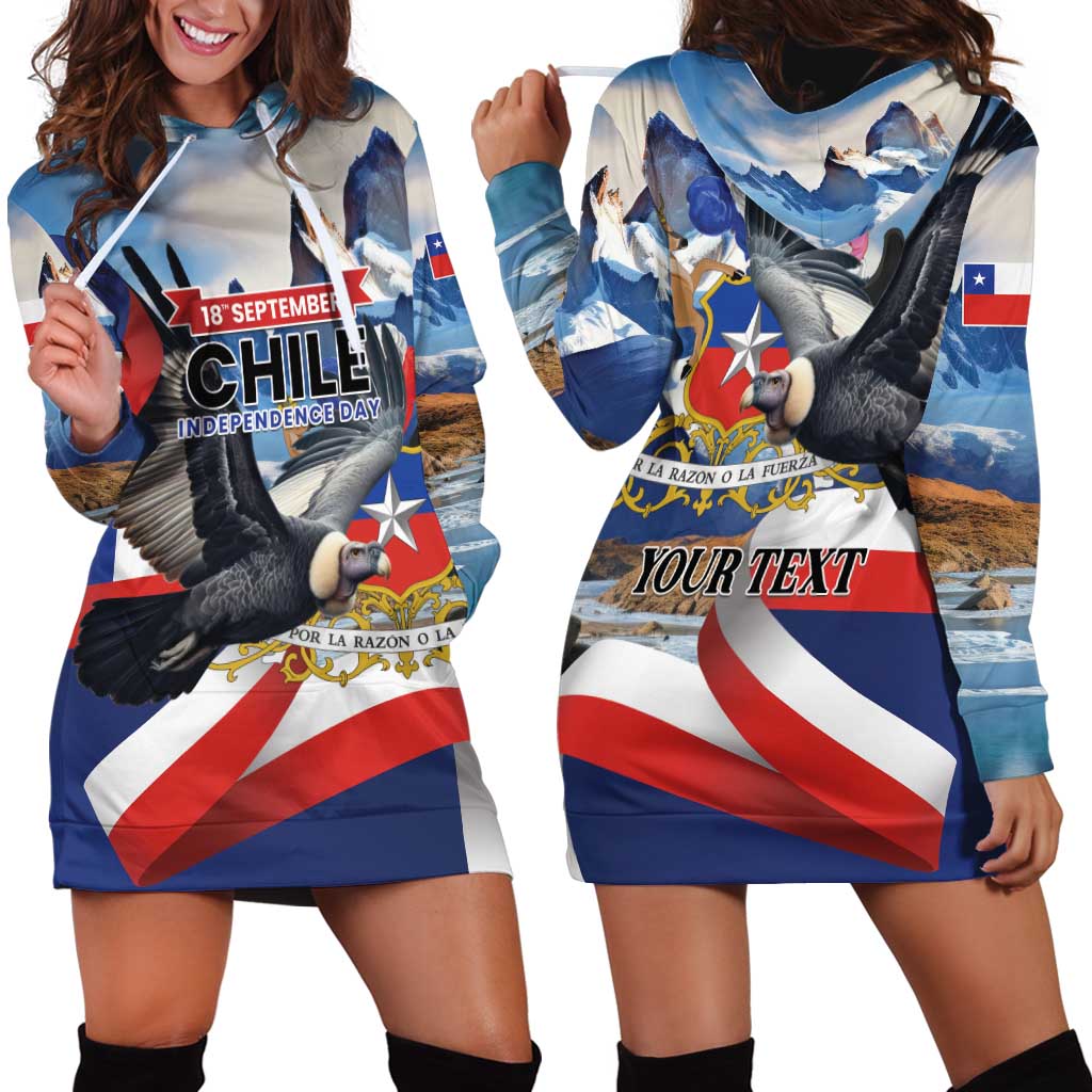 Personalized Chile Independence Day 18th September Hoodie Dress Andean Condor Flying - Wonder Print Shop