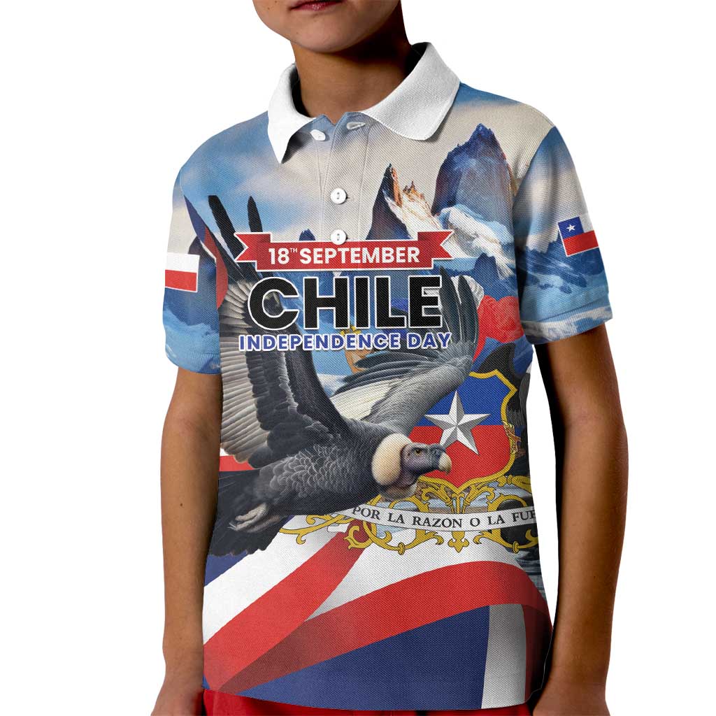 Personalized Chile Independence Day 18th September Kid Polo Shirt Andean Condor Flying - Wonder Print Shop