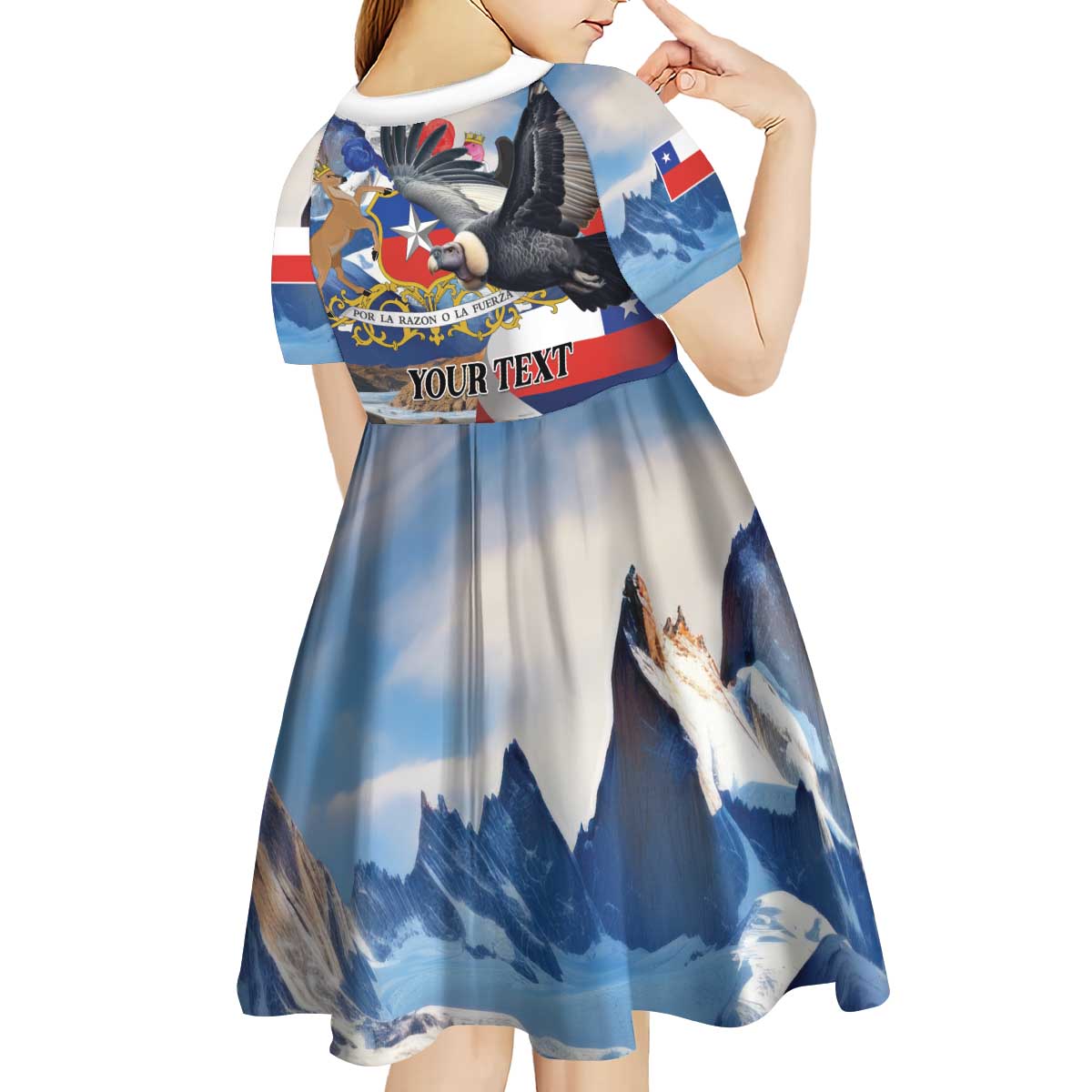 Personalized Chile Independence Day 18th September Kid Short Sleeve Dress Andean Condor Flying - Wonder Print Shop