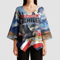 Personalized Chile Independence Day 18th September Kimono Sleeve Blouse Andean Condor Flying - Wonder Print Shop