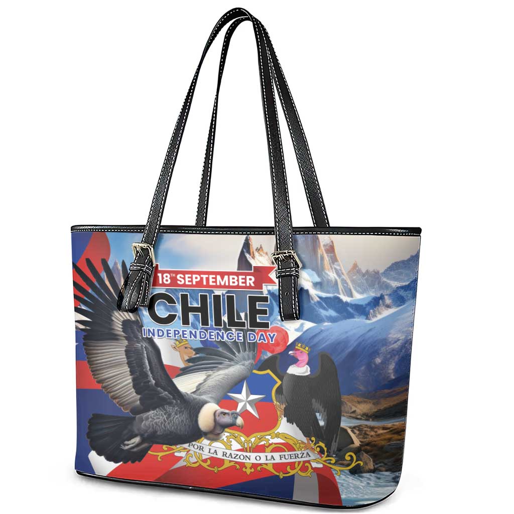 Chile Independence Day 18th September Leather Tote Bag Andean Condor Flying - Wonder Print Shop