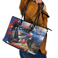 Chile Independence Day 18th September Leather Tote Bag Andean Condor Flying - Wonder Print Shop